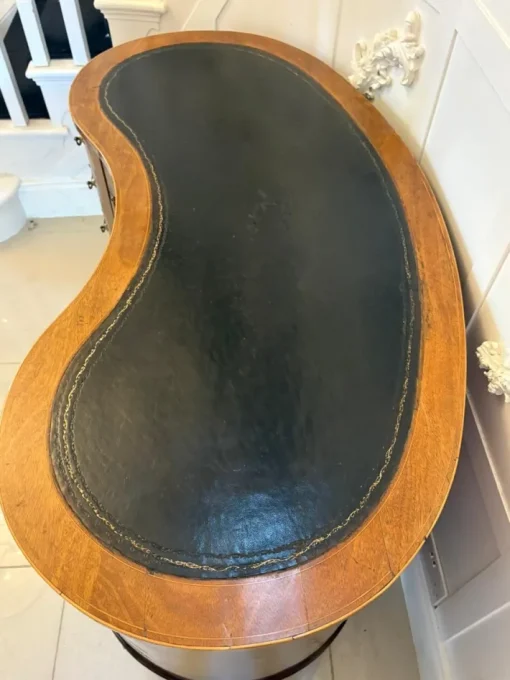 Pamono Large Antique Edwardian Inlaid Mahogany Freestanding Kidney Shaped Desk, 1900s Discount