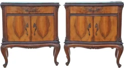 Pamono Large Antique Figured Walnut Bedside Tables, 1925, Set of 2 Outlet