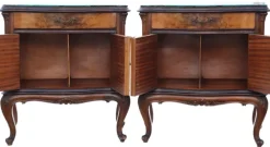 Pamono Large Antique Figured Walnut Bedside Tables, 1925, Set of 2 Outlet