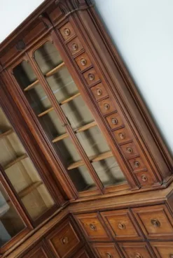 Pamono Large Antique German Pitch Pine Corner Apothecary Cabinet, 1900s Online