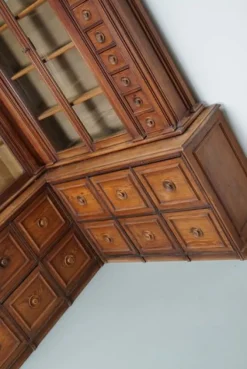 Pamono Large Antique German Pitch Pine Corner Apothecary Cabinet, 1900s Online