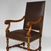 Pamono Large Antique Louis XIII Style Leather and Carved Walnut Desk Chair, 1860s Best
