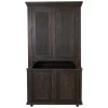 Pamono Large Antique Northern Swedish Gustavian Rustic Black Cabinet in Pine Clearance