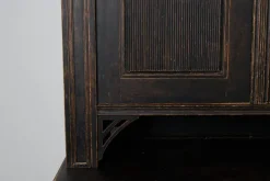 Pamono Large Antique Northern Swedish Gustavian Rustic Black Cabinet in Pine Clearance