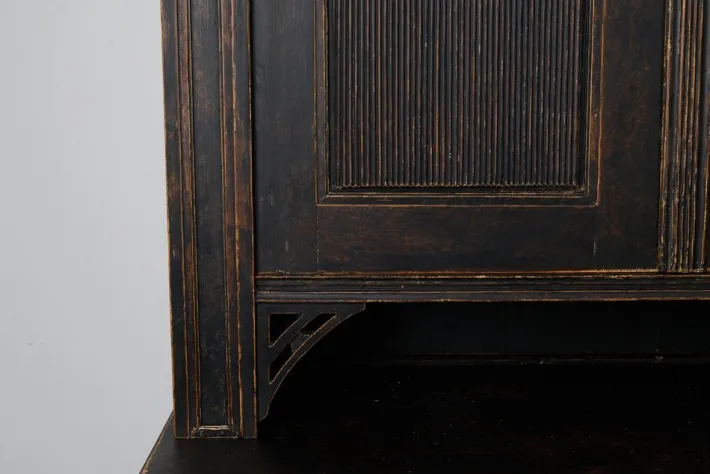 Pamono Large Antique Northern Swedish Gustavian Rustic Black Cabinet in Pine Clearance