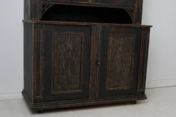 Pamono Large Antique Northern Swedish Gustavian Rustic Black Cabinet in Pine Clearance
