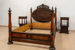 Pamono Large Antique Portuguese Romantic Bed, 19th Century Hot