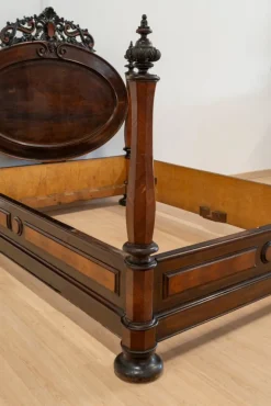 Pamono Large Antique Portuguese Romantic Bed, 19th Century Hot