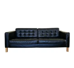 Pamono Large Art Deco Black Leather Sofa Online
