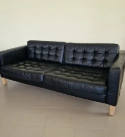 Pamono Large Art Deco Black Leather Sofa Online