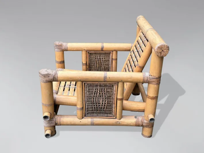 Pamono Large Bamboo Pagoda Lounge Armchairs, 1980, Set of 4 Sale