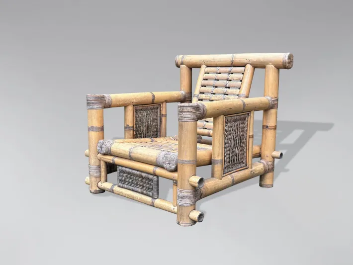 Pamono Large Bamboo Pagoda Lounge Armchairs, 1980, Set of 4 Sale