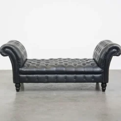 Pamono Large Black Chesterfield Daybed in Cowhide Best