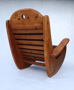 Pamono Large Brutalist Pine Rocking Chair from Wasa, 1987 Discount