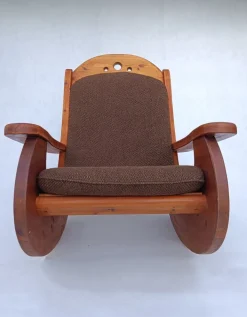 Pamono Large Brutalist Pine Rocking Chair from Wasa, 1987 Discount