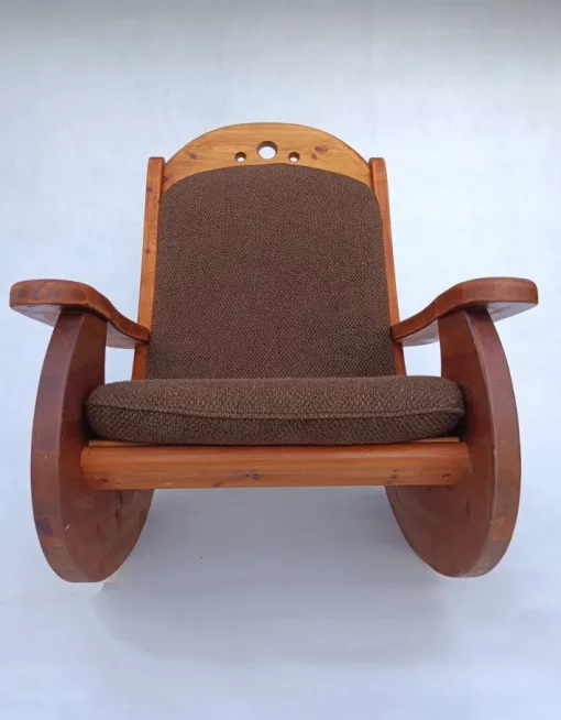 Pamono Large Brutalist Pine Rocking Chair from Wasa, 1987 Discount