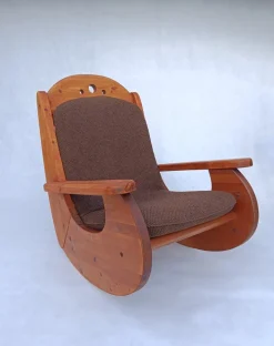 Pamono Large Brutalist Pine Rocking Chair from Wasa, 1987 Discount