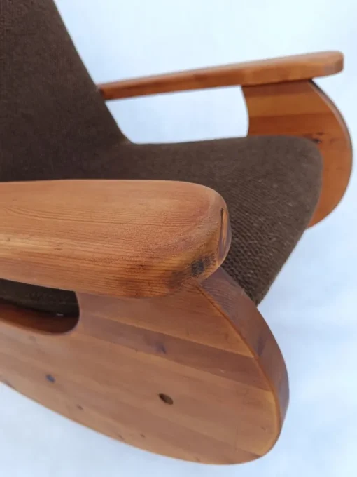 Pamono Large Brutalist Pine Rocking Chair from Wasa, 1987 Discount