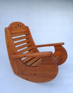 Pamono Large Brutalist Pine Rocking Chair from Wasa, 1987 Discount