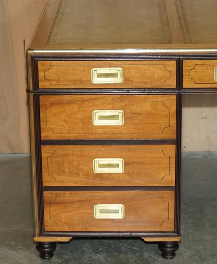 Pamono Large Double Sided Military Campaign Twin Pedestal Desk New