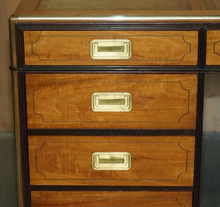 Pamono Large Double Sided Military Campaign Twin Pedestal Desk New