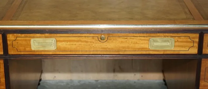 Pamono Large Double Sided Military Campaign Twin Pedestal Desk New