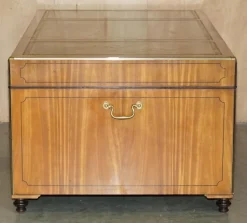 Pamono Large Double Sided Military Campaign Twin Pedestal Desk New