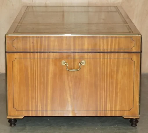 Pamono Large Double Sided Military Campaign Twin Pedestal Desk New
