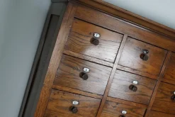 Pamono Large Dutch Oak Apothecary Cabinet with Enamel Shields, 1900s New