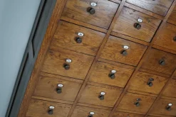 Pamono Large Dutch Oak Apothecary Cabinet with Enamel Shields, 1900s New