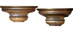 Pamono Large English Carved Oak Wall Brackets with Brass Mounts, Set of 2 New