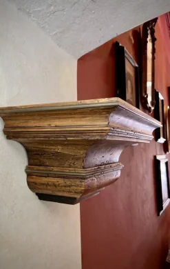 Pamono Large English Carved Oak Wall Brackets with Brass Mounts, Set of 2 New