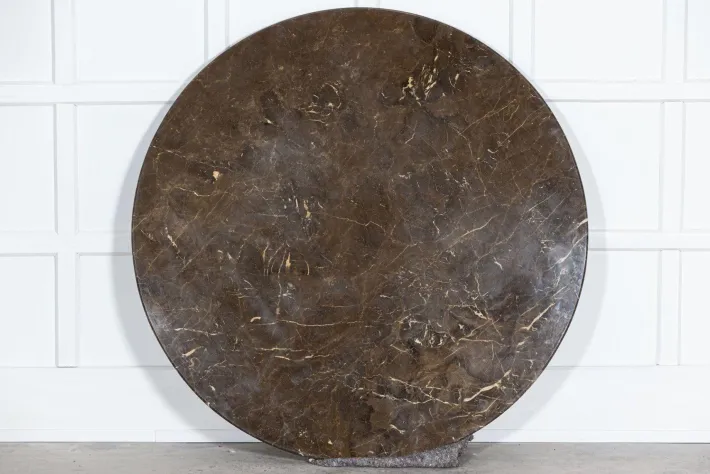 Pamono Large English Circular Marble Top Wrought Iron Table, 1950s Outlet