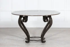 Pamono Large English Circular Marble Top Wrought Iron Table, 1950s Outlet