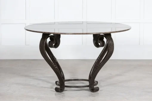 Pamono Large English Circular Marble Top Wrought Iron Table, 1950s Outlet