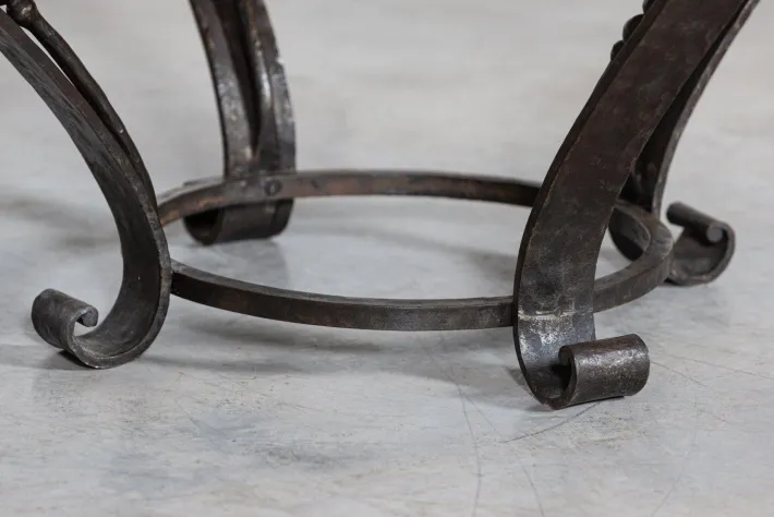 Pamono Large English Circular Marble Top Wrought Iron Table, 1950s Outlet
