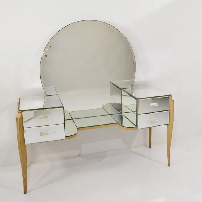 Pamono Large French Coiffeuse Glass Dressing Table for Ledies, 1950s Online