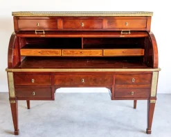 Pamono Large French Mahogany Cylinder Bureau New
