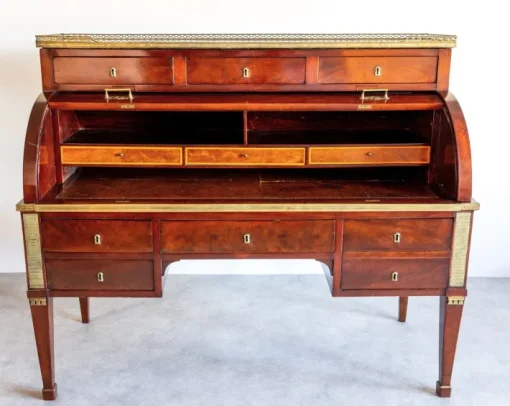 Pamono Large French Mahogany Cylinder Bureau New