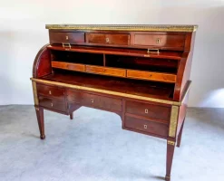Pamono Large French Mahogany Cylinder Bureau New