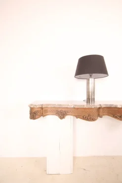 Pamono Large Liégeoise Carved Oak and Marble Wall-Mounted Console, Late 19th Century New