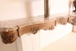 Pamono Large Liégeoise Carved Oak and Marble Wall-Mounted Console, Late 19th Century New