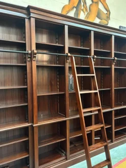Pamono Large Mahogany Library Bookcase with Ladder Hot