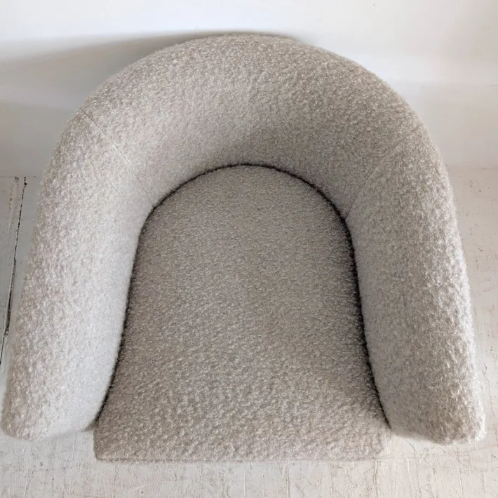 Pamono Large Mid-Century Chromed Steel and Mohair Bouclé Lounge Chairs by Milo Baughman, USA, 1970s, Set of 2