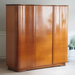 Pamono Large Mid-Century Curved 3-Door Wardrobe, 1950s