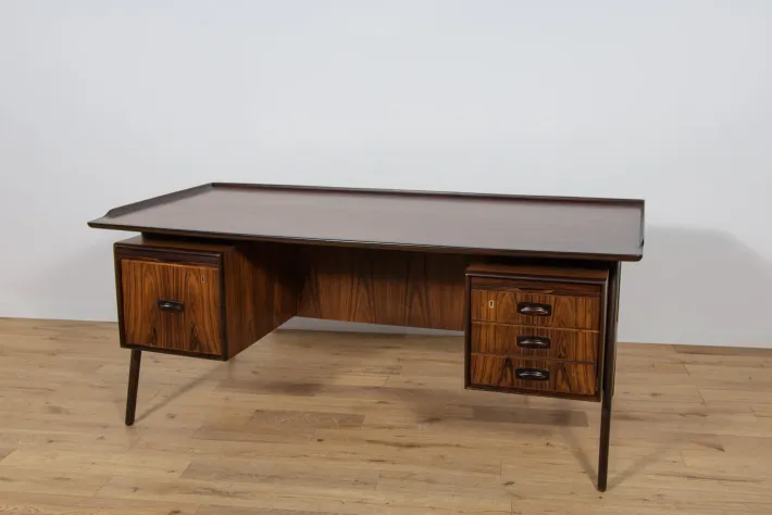 Pamono Large Mid-Century Freestanding Rosewood Desk, Denmark, 1960s