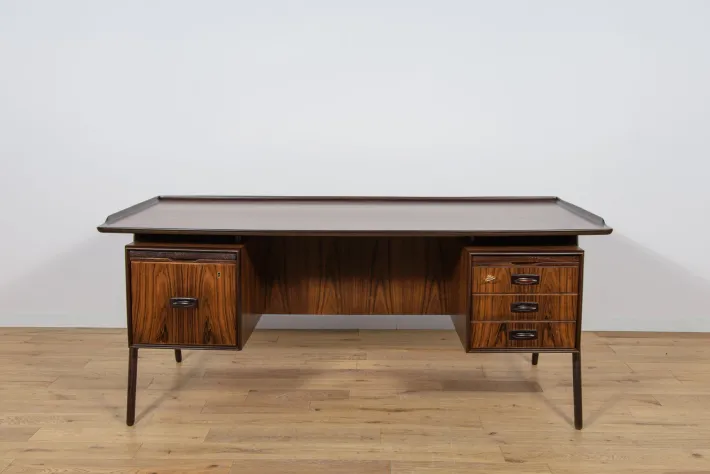 Pamono Large Mid-Century Freestanding Rosewood Desk, Denmark, 1960s