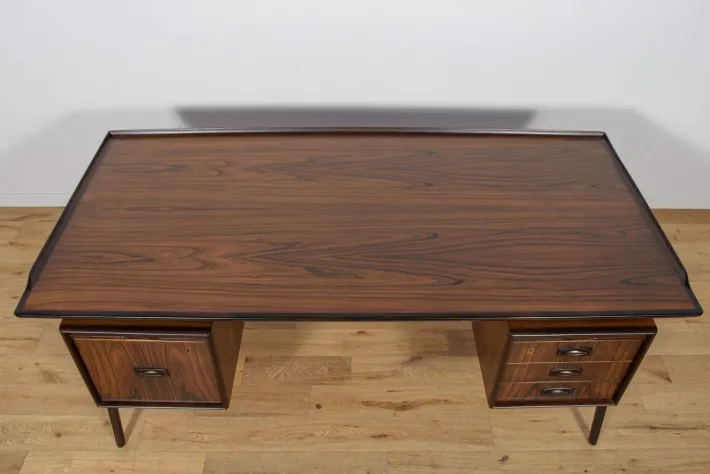Pamono Large Mid-Century Freestanding Rosewood Desk, Denmark, 1960s