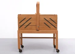Pamono Large Oak Sewing Box, Holland, 1950s New
