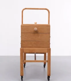 Pamono Large Oak Sewing Box, Holland, 1950s New
